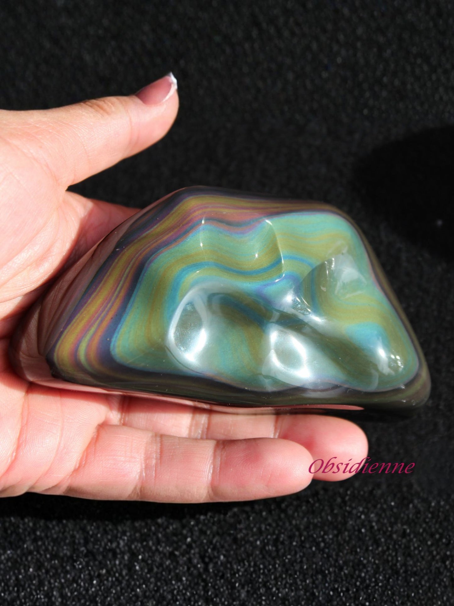 Forme Libre en Obsidienne à Reflets